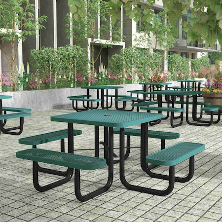 Flash Furniture Square Picnic Table, Green, Metal, 79.75 in L SLF-EMS46-H60L-GN-GG